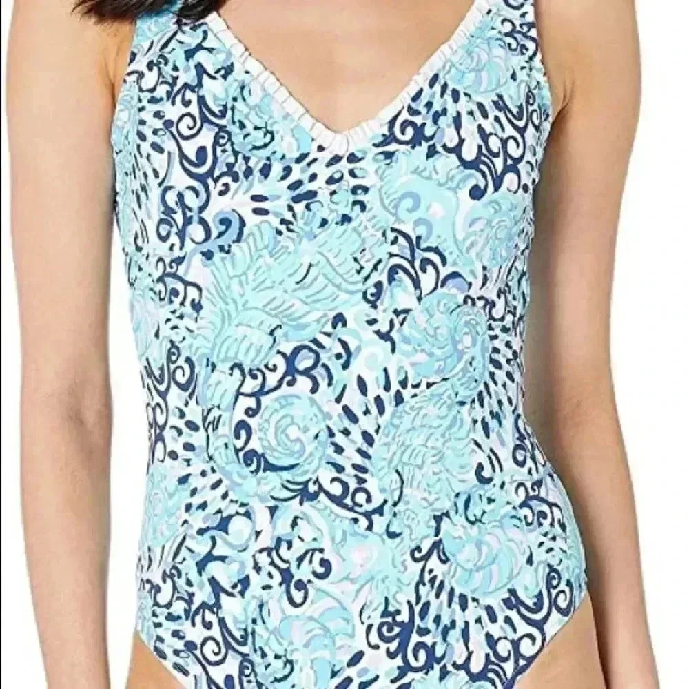 Pulitzer Light Aqua Spritz Araza Swimsuit NWOT
